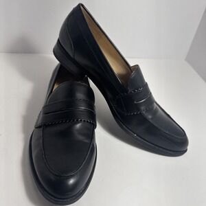 Nine West‎ W Norlee 3 Black Block Heels Penny Loafers Sz 8 Classic Office